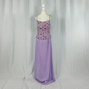 Cire A Division Of Landa Beaded Shiny Purple Maxi Dress New With Tags Size 12